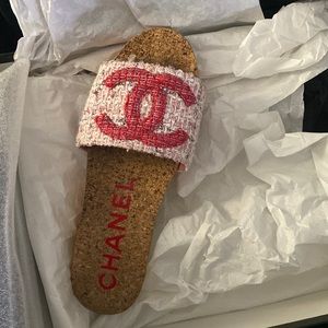 Chanel tweed mules